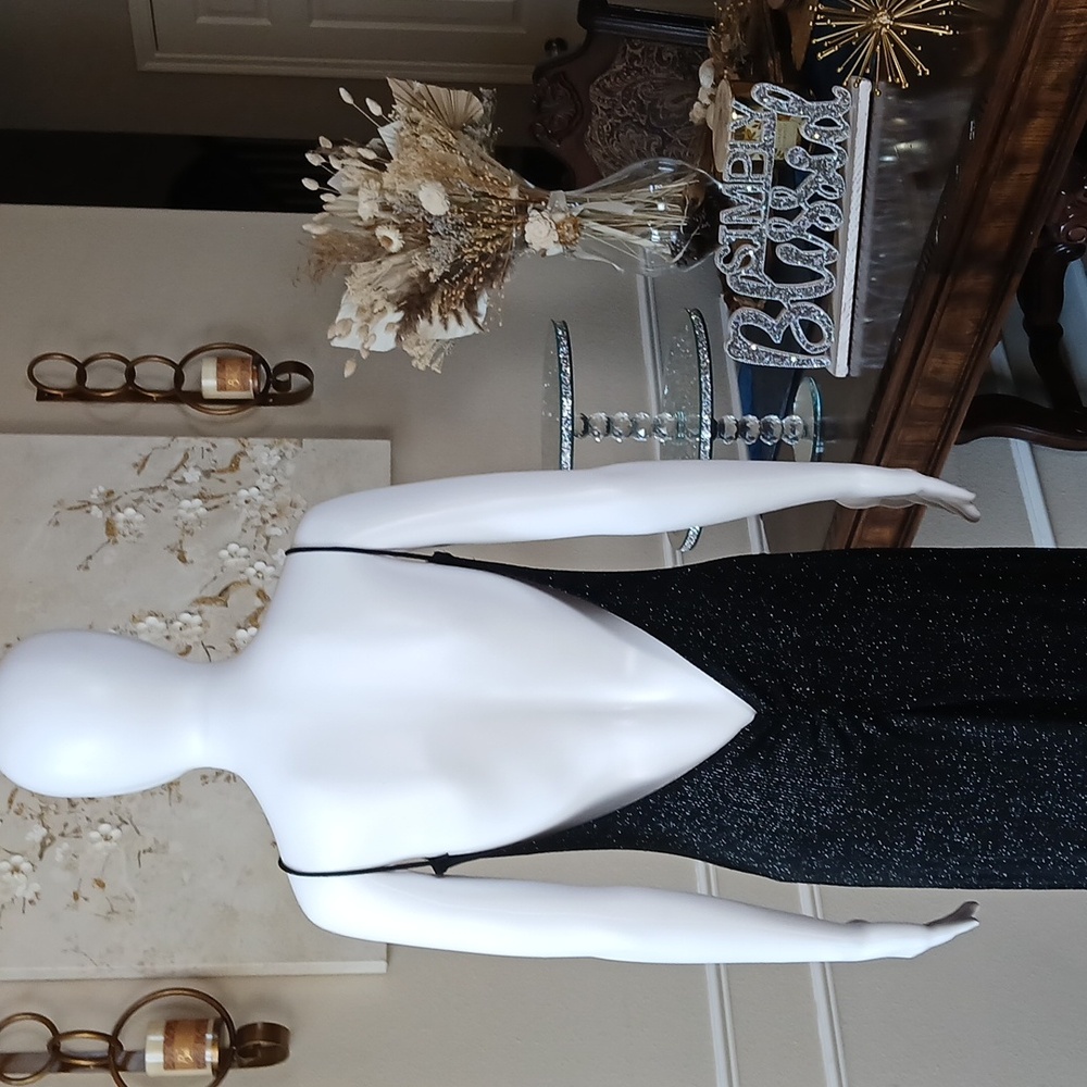 Windsor Black Shiny Asymmetrical Ruffle Floor-Length Cocktail Dress. Size S - Picture 11 of 17
